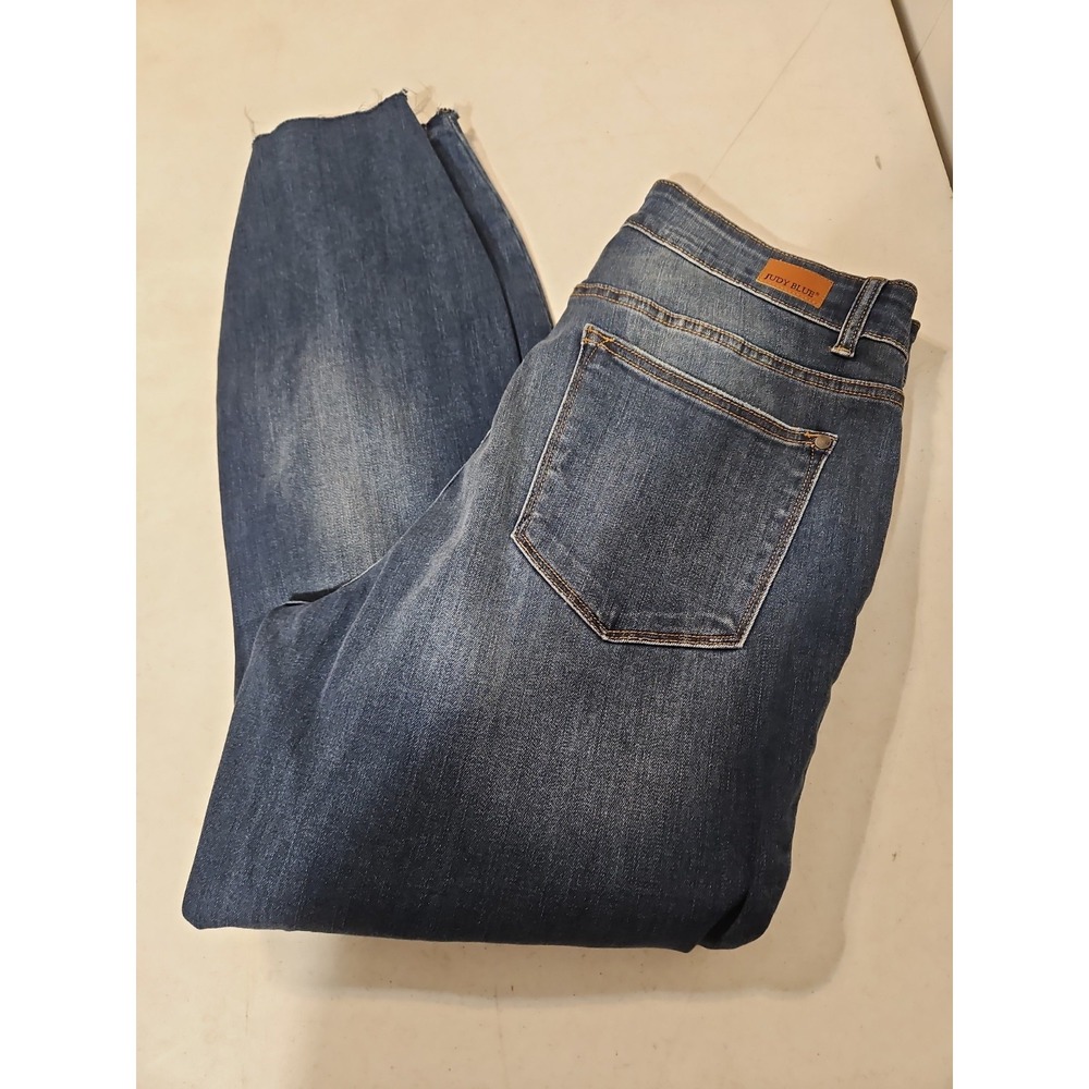 Judy Blue Womens 14W Distressed Skinny Jeans Patched Mid Rise Stretch Denim(1851